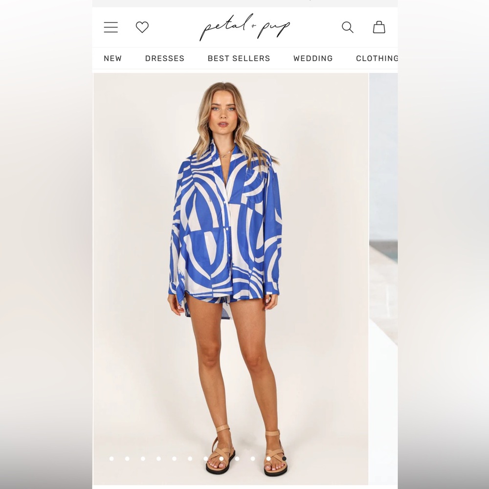 Petal & Pup Vibrant Blue and White Button Down Shirt